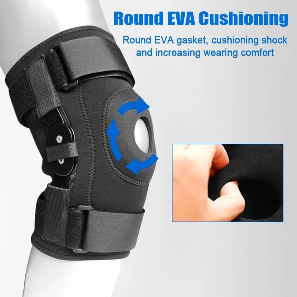1piece Hinged Knee Brace Support Gel with Removable Dual Side Stabilizers Relieves Arthritis