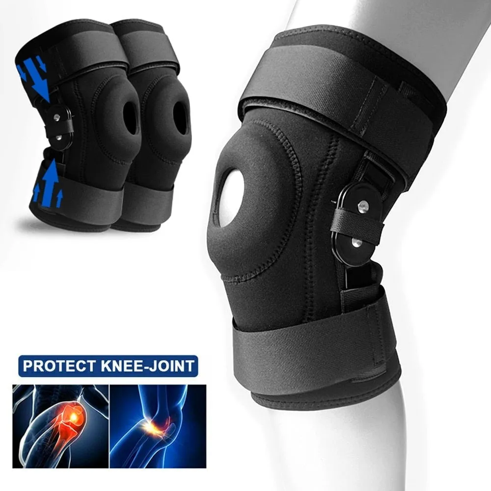 1piece Hinged Knee Brace Support Gel with Removable Dual Side Stabilizers Relieves Arthritis