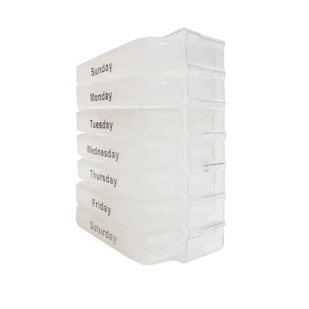 2Pc 7 Day Pill Box Organizer XL White Container Case Medicine Vitamins Travel