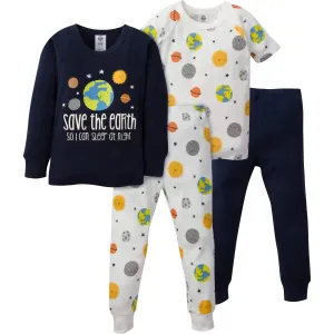 4-Piece Infant & Toddler Boys Earth Snug Fit Cotton Pajamas