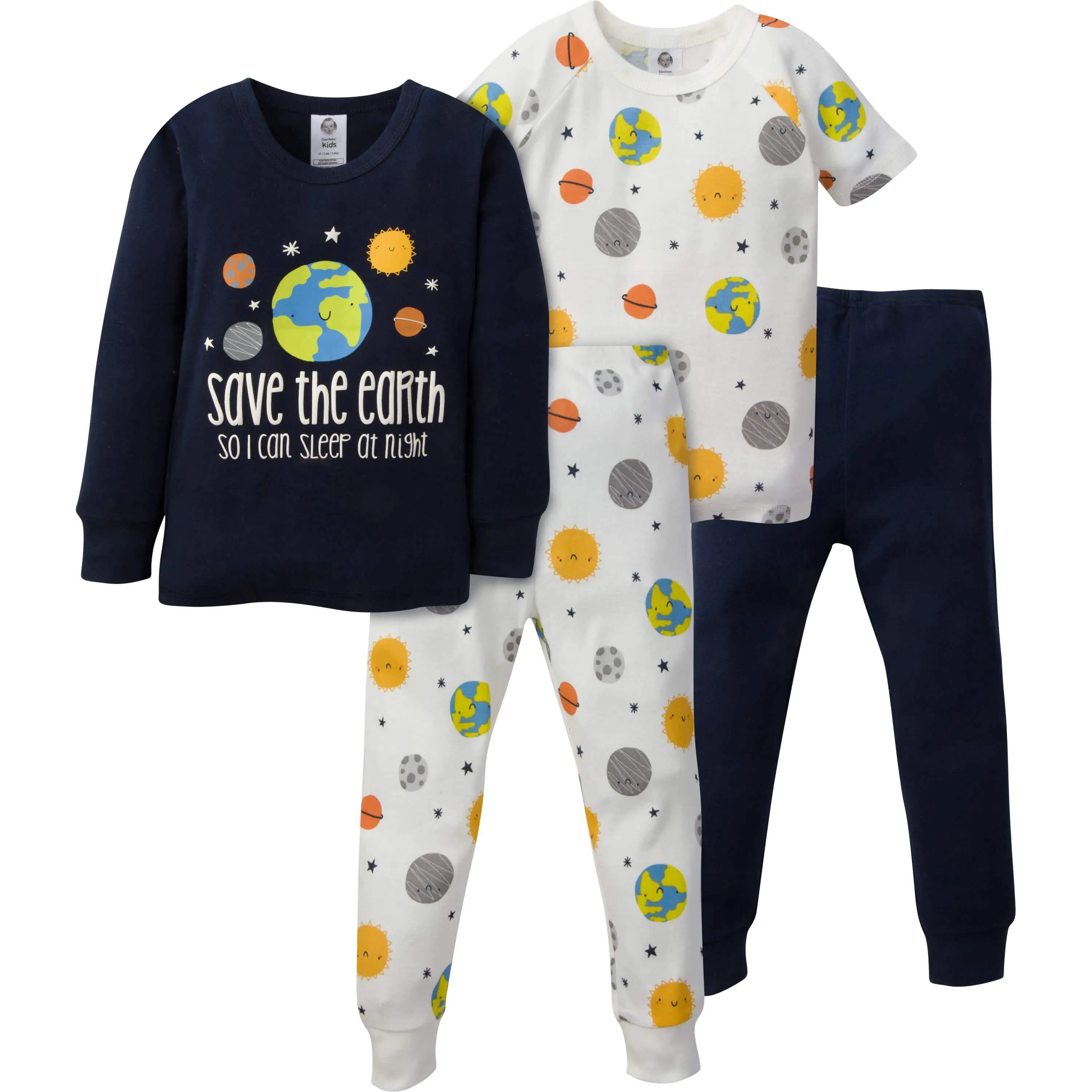 4-Piece Infant & Toddler Boys Earth Snug Fit Cotton Pajamas