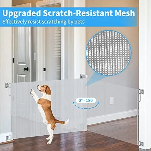 78 Inch Extra Wide Retractable Baby Gate for Large Opening Child Safety Indoor/Outdoor Retractable Mesh 34" Tall for Doorways, Stairs, Hallways, Gray