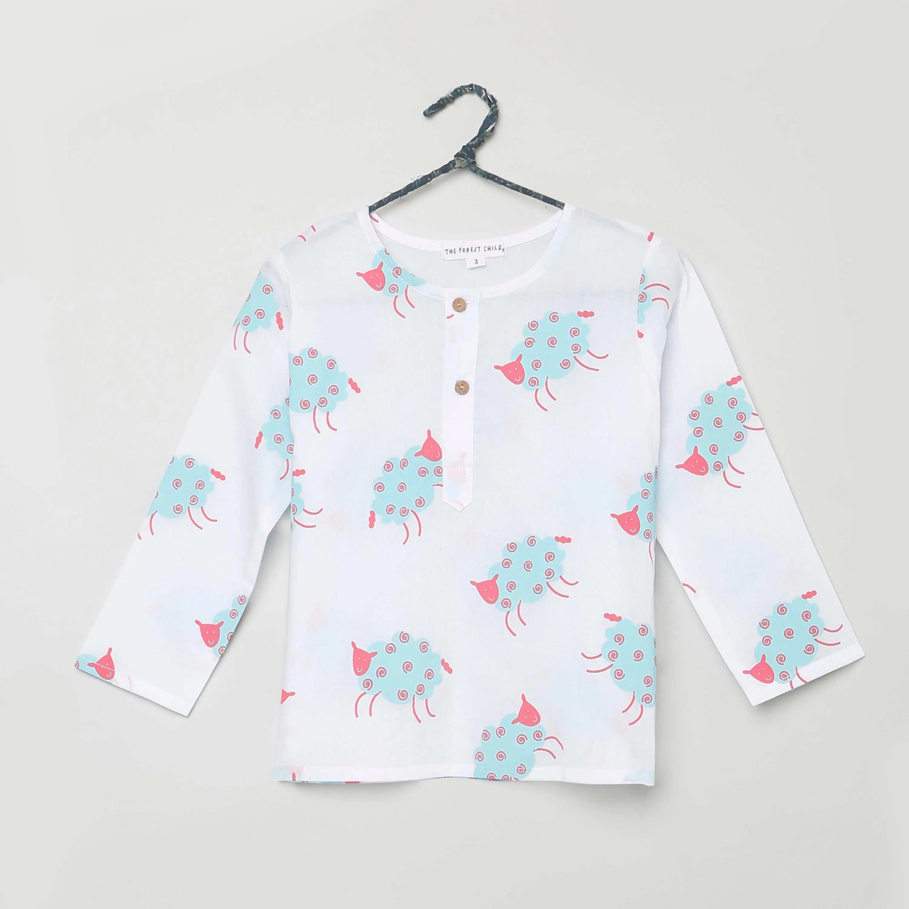 A Flock of Sheep'- Unisex Kurta Pyjama Set for Kids