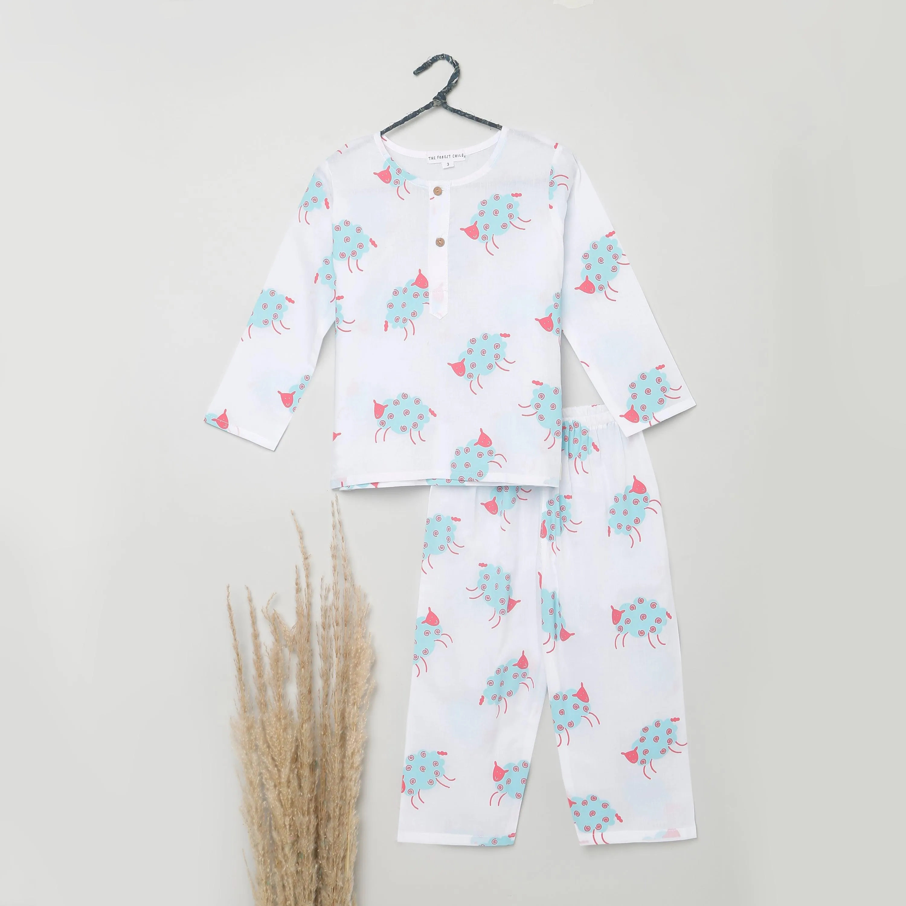 A Flock of Sheep'- Unisex Kurta Pyjama Set for Kids