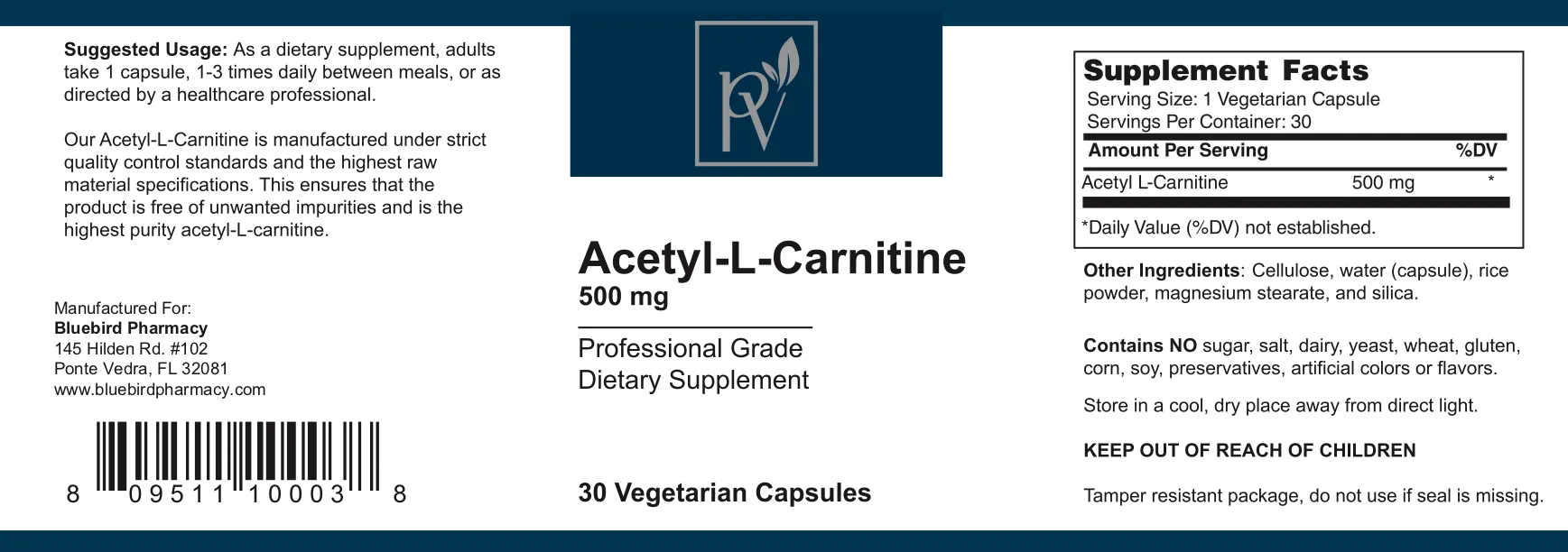 Acetyl-L Canitine 500mg