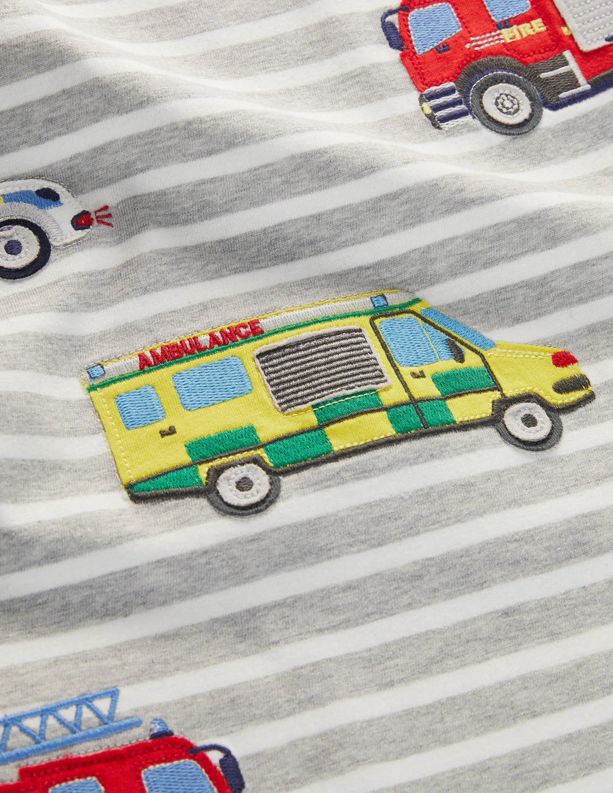 Appliqué Breton T-shirt-Grey Marl/Ivory Vehicles