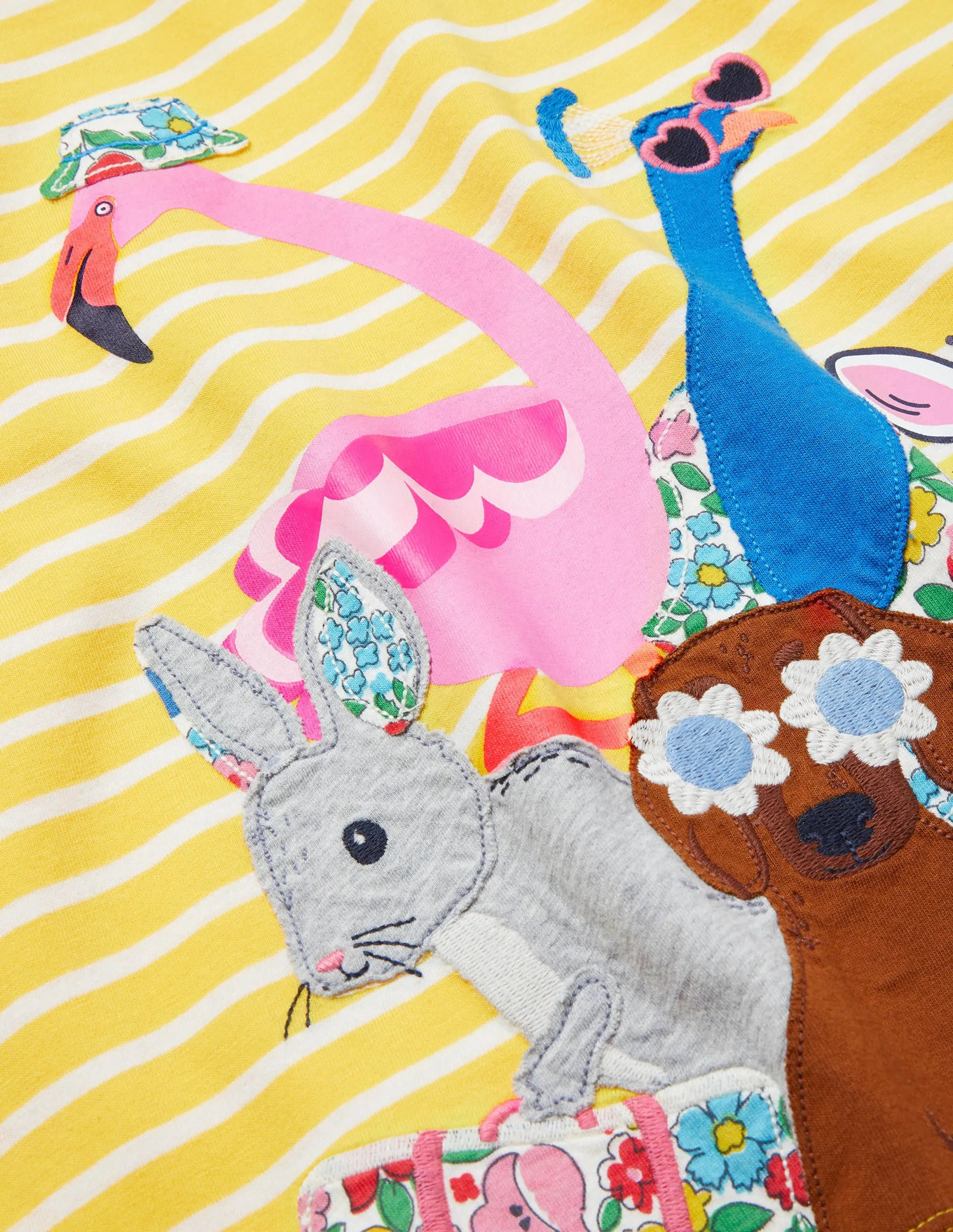 Appliqué Jersey Dress-Daffodil/ Ivory Animals