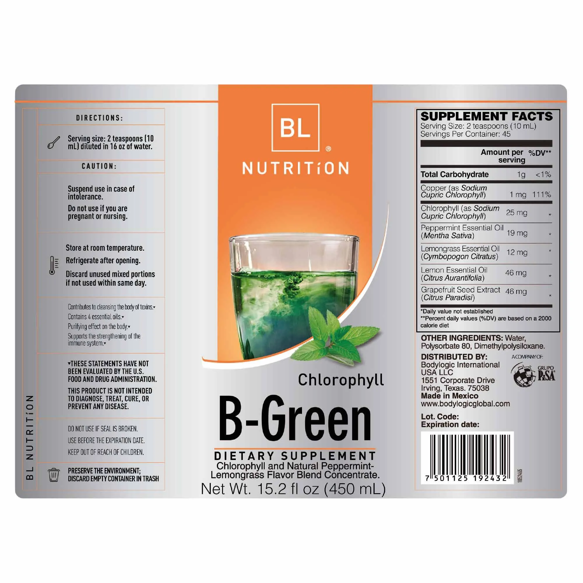 BL Nutrition B-Green Chlorophyll Dietary Supplement