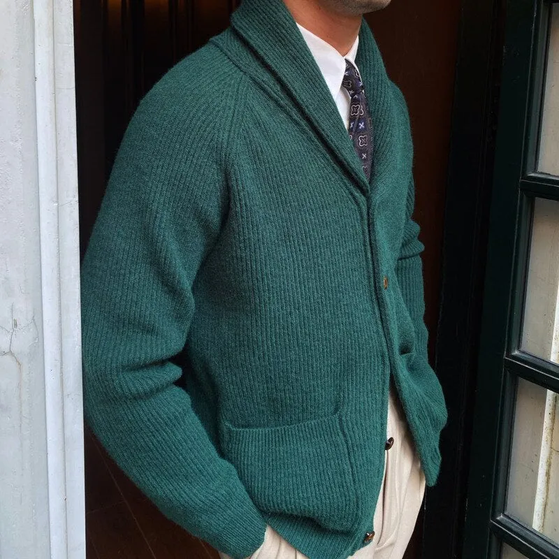 Bonsir Fall lapel Sweater Cardigan Men  Knitting Pocket Sweaters Winter Warm Coat Men Single Breasted Top Cardigan Sexy Pleated Sweater