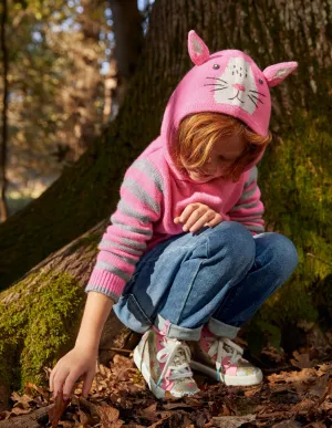 Bunny Knitted Hoodie-Formica Pink