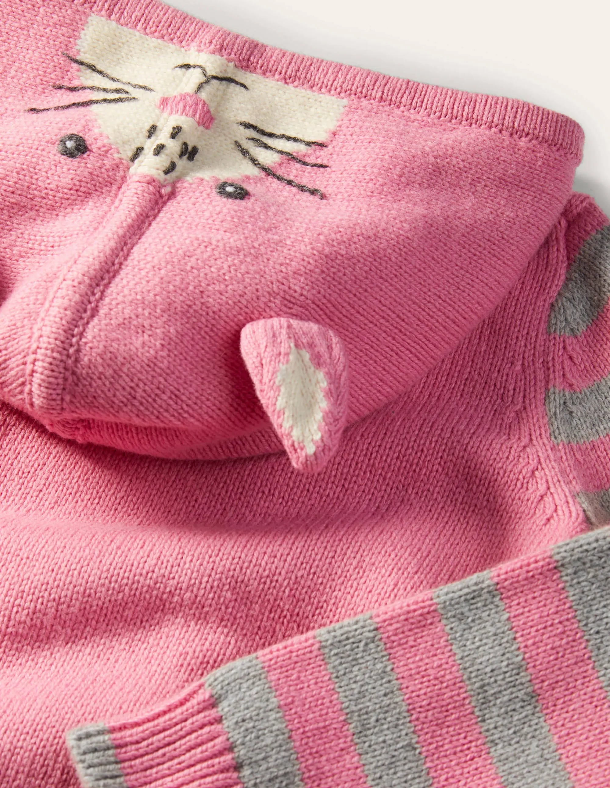Bunny Knitted Hoodie-Formica Pink