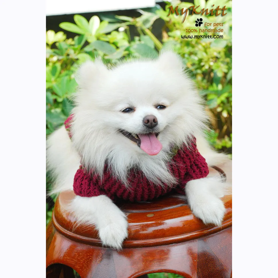 Burgundy Thick Boy Dog Sweater DK835
