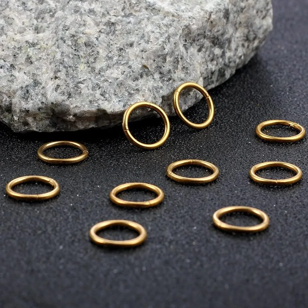 Casvort 10 PCS 16G Seamless Septum Nose Piercing Rings Segment Tragus Hoop Rings 316 Stainless Steel Helix Ring Stack Clickers Ear Plugs Hangers Women Body Jewelry