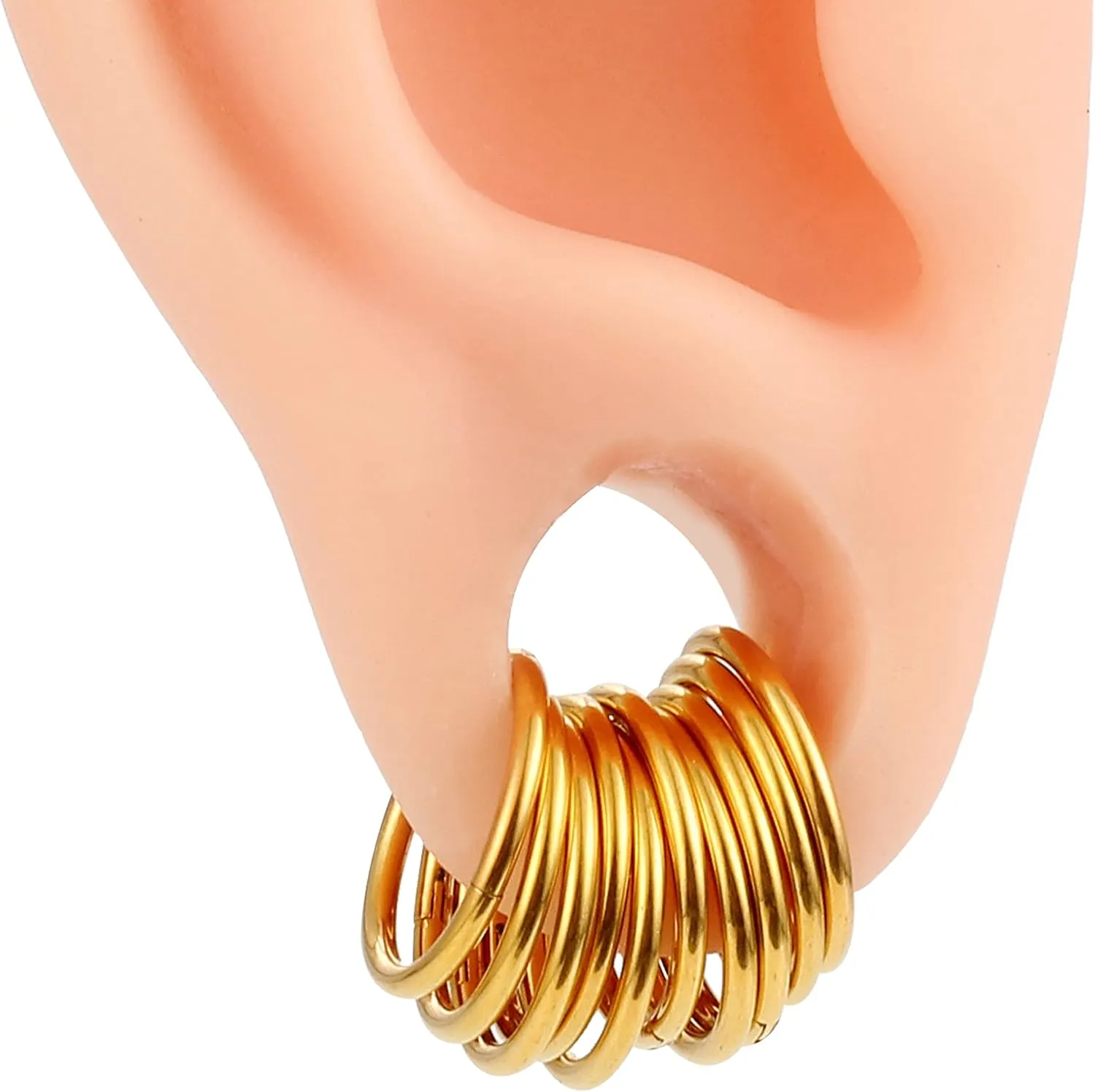 Casvort 10 PCS 16G Seamless Septum Nose Piercing Rings Segment Tragus Hoop Rings 316 Stainless Steel Helix Ring Stack Clickers Ear Plugs Hangers Women Body Jewelry