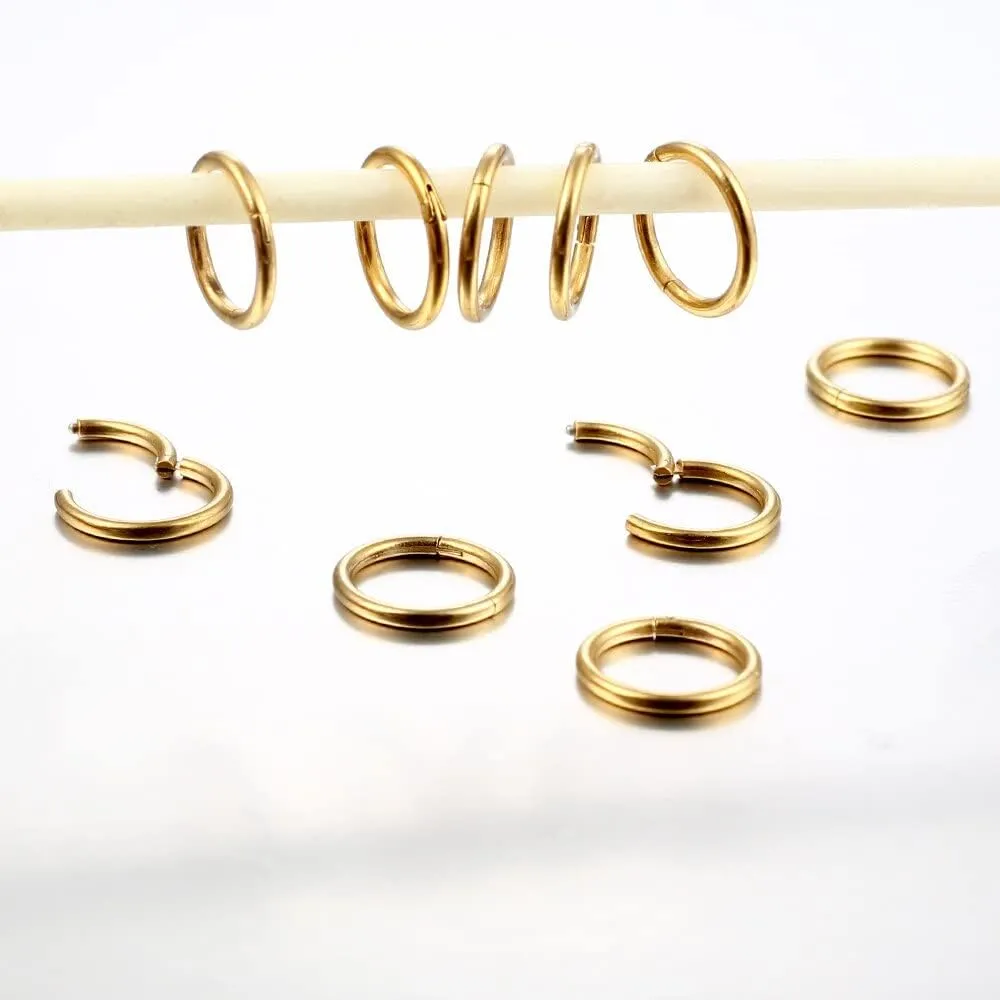 Casvort 10 PCS 16G Seamless Septum Nose Piercing Rings Segment Tragus Hoop Rings 316 Stainless Steel Helix Ring Stack Clickers Ear Plugs Hangers Women Body Jewelry