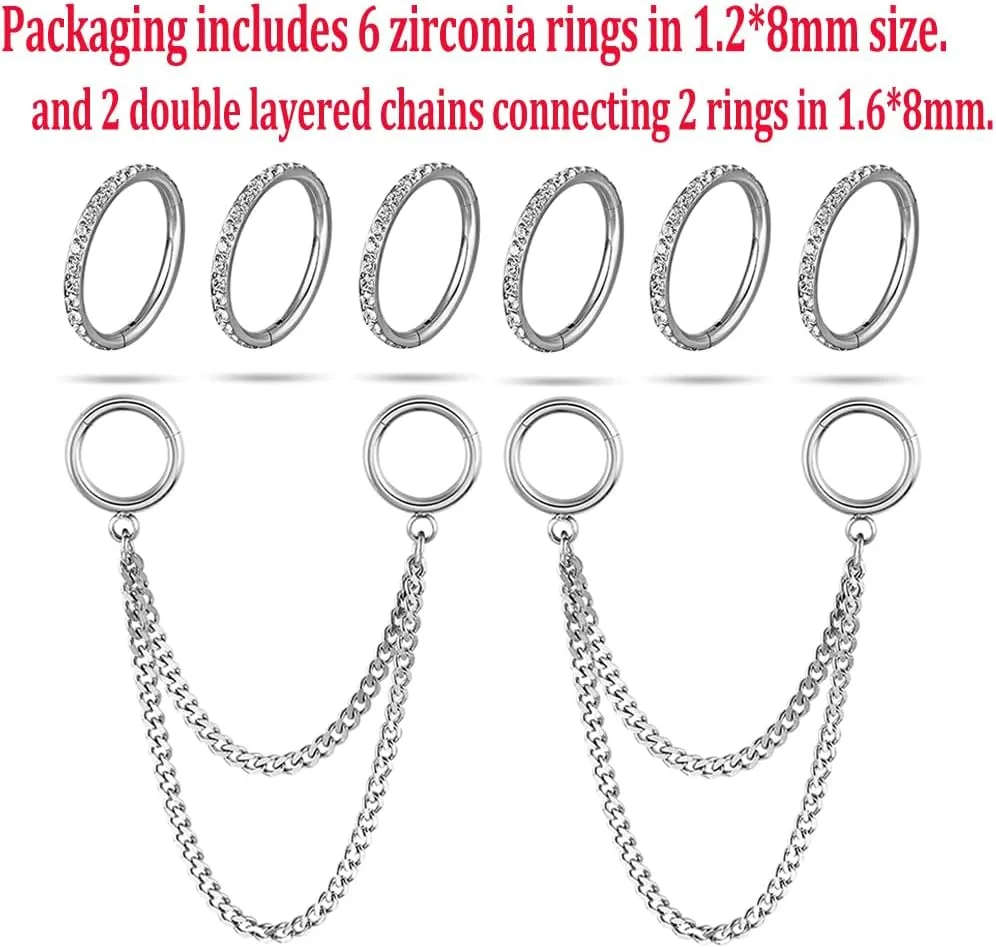 Casvort 14G Seamless Septum Piercing Rings Segment Tragus Hoop Rings 316 Surgical Stainless Steel Helix Ring Stacks for Stretched Ear Lobe Clickers Ear Hangers Body Jewelry