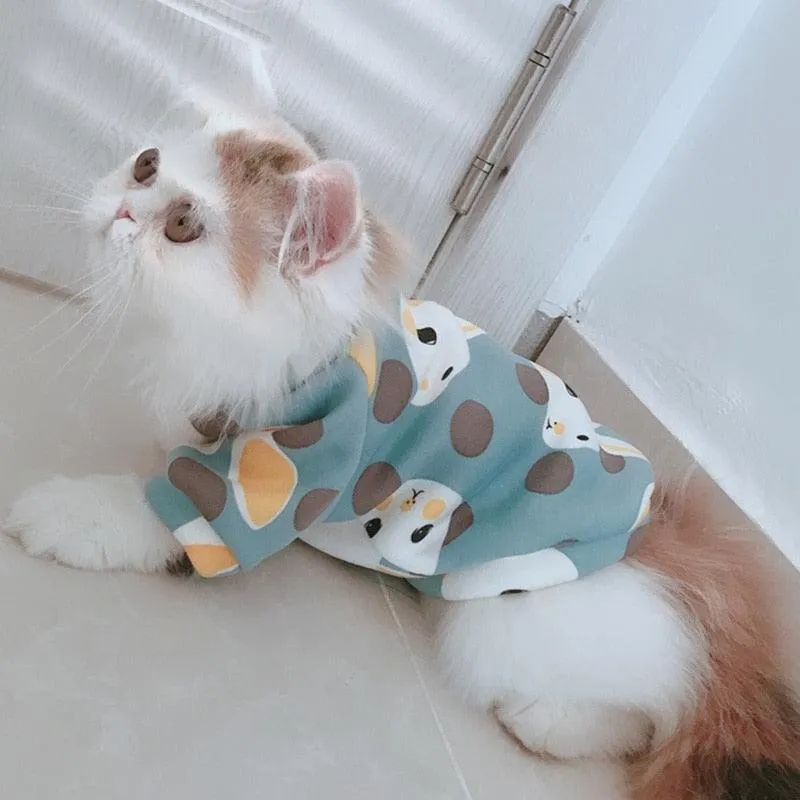 Cat's Colorful Print Sweatshirt