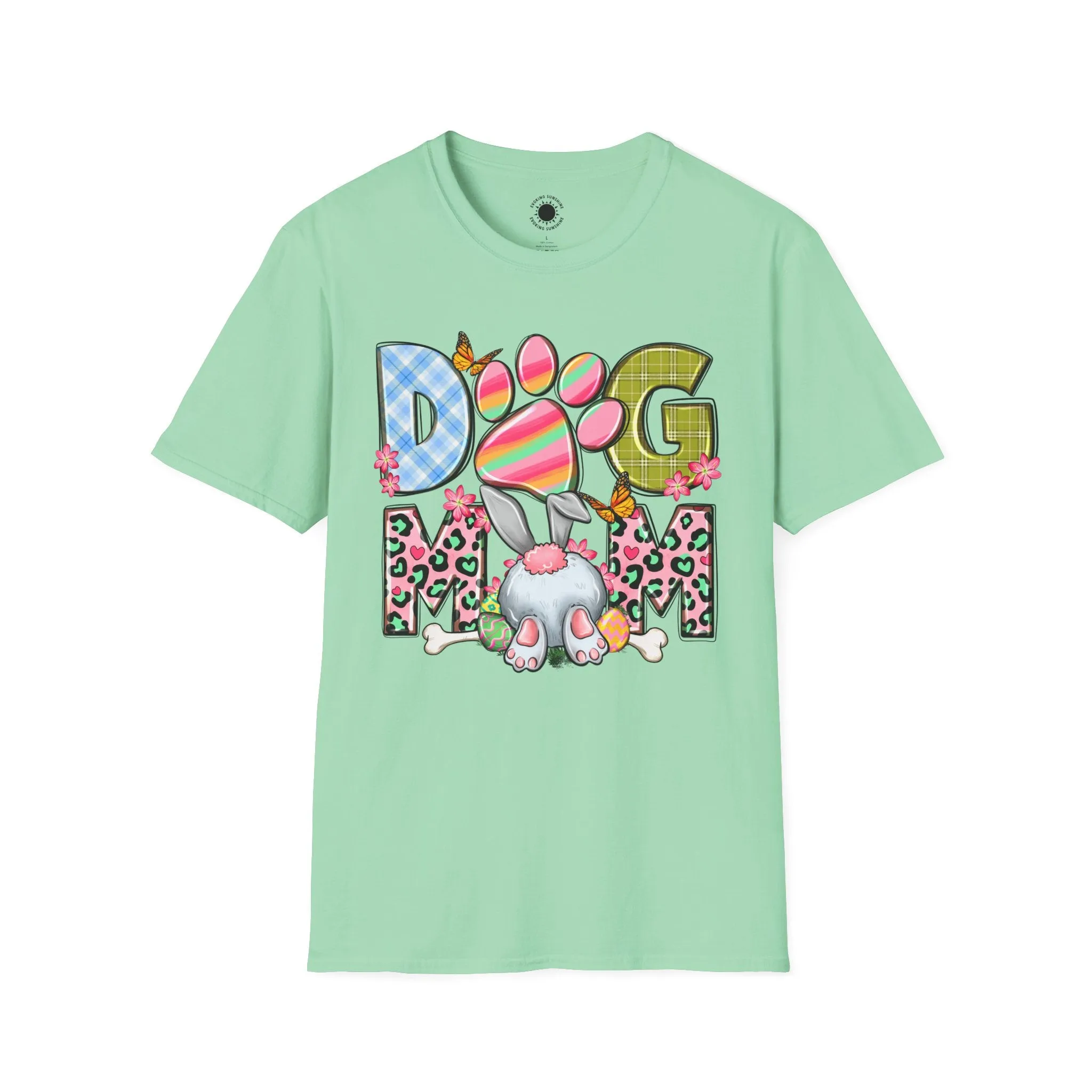 Dog Mom Floral Graphic T-Shirt - Softstyle Unisex Tee