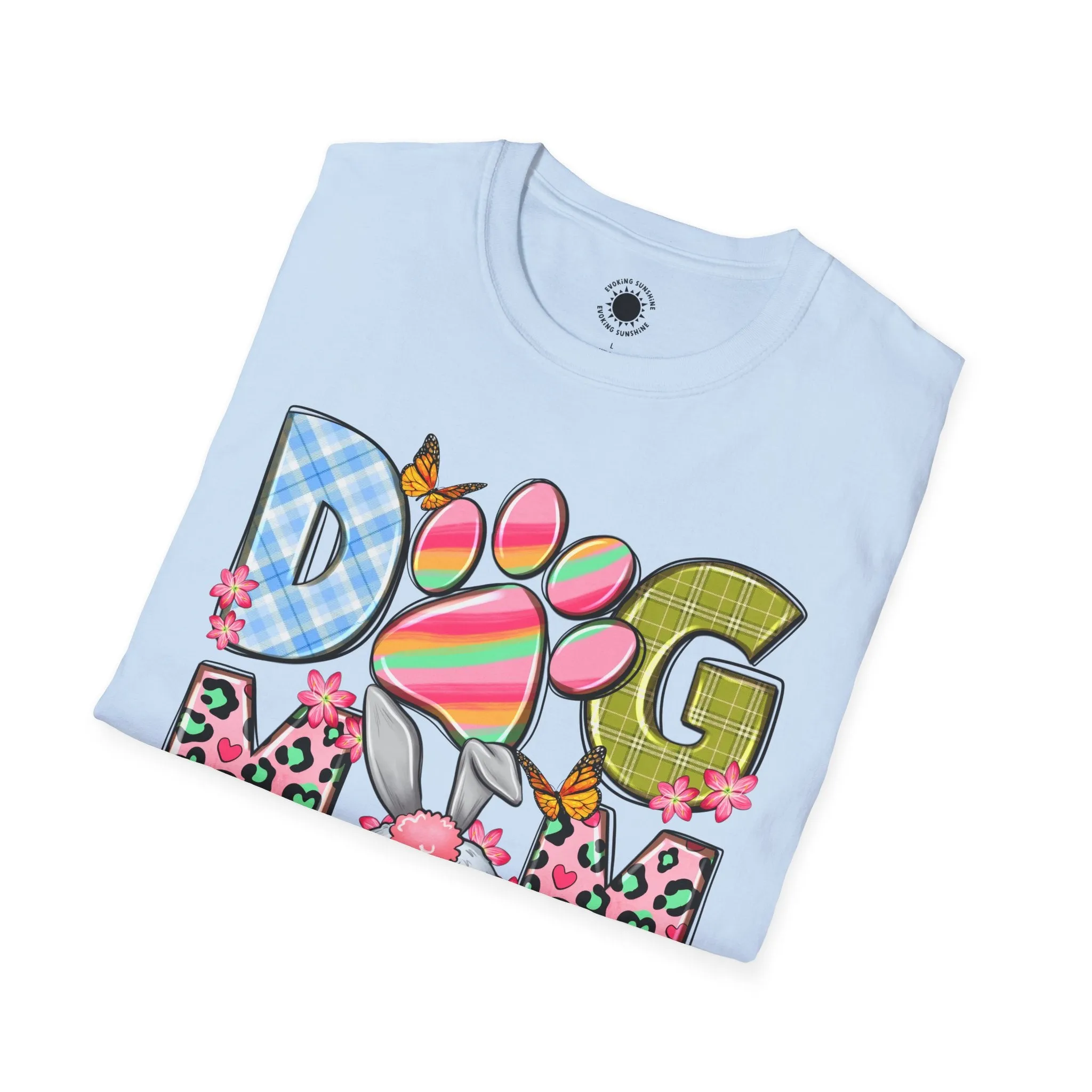Dog Mom Floral Graphic T-Shirt - Softstyle Unisex Tee