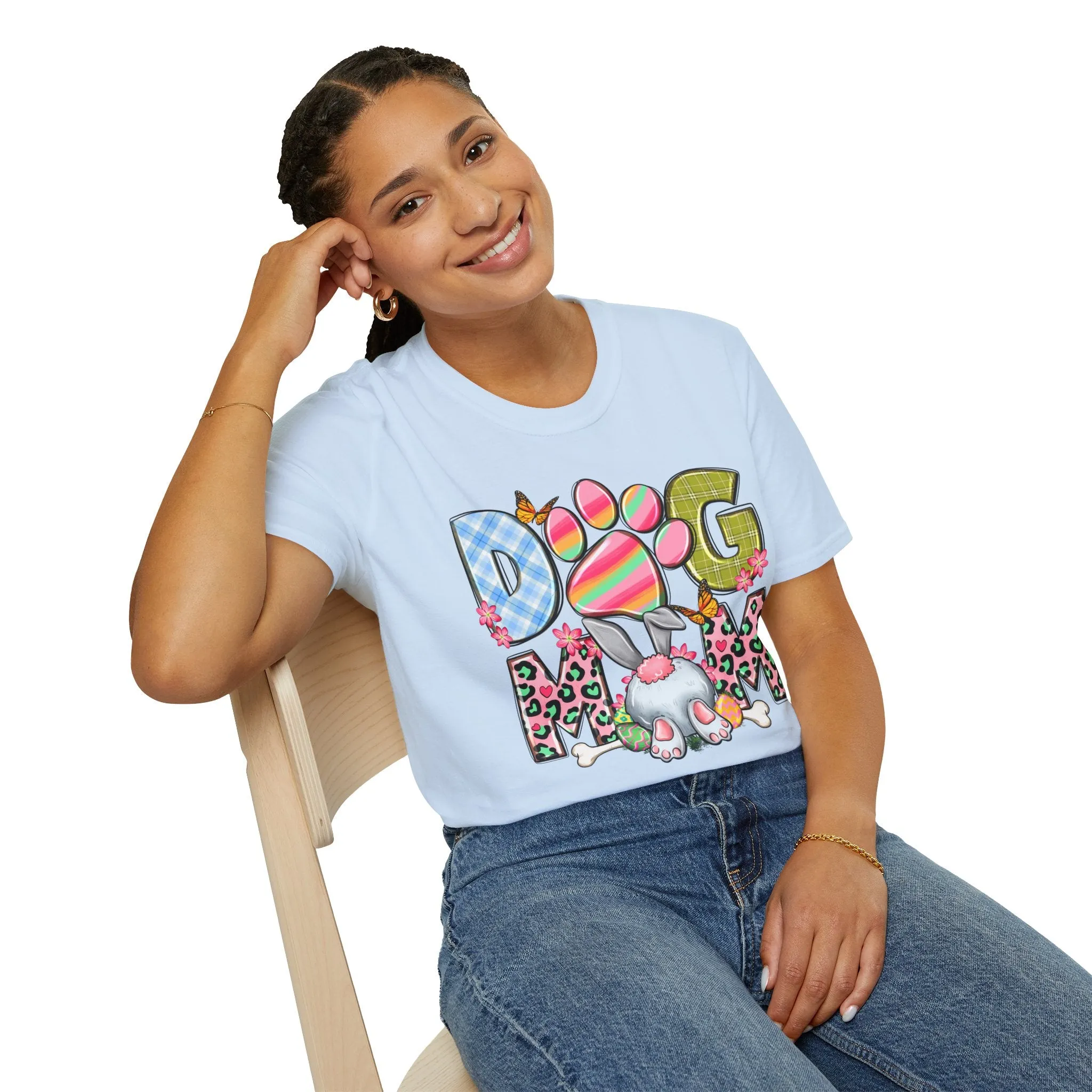 Dog Mom Floral Graphic T-Shirt - Softstyle Unisex Tee