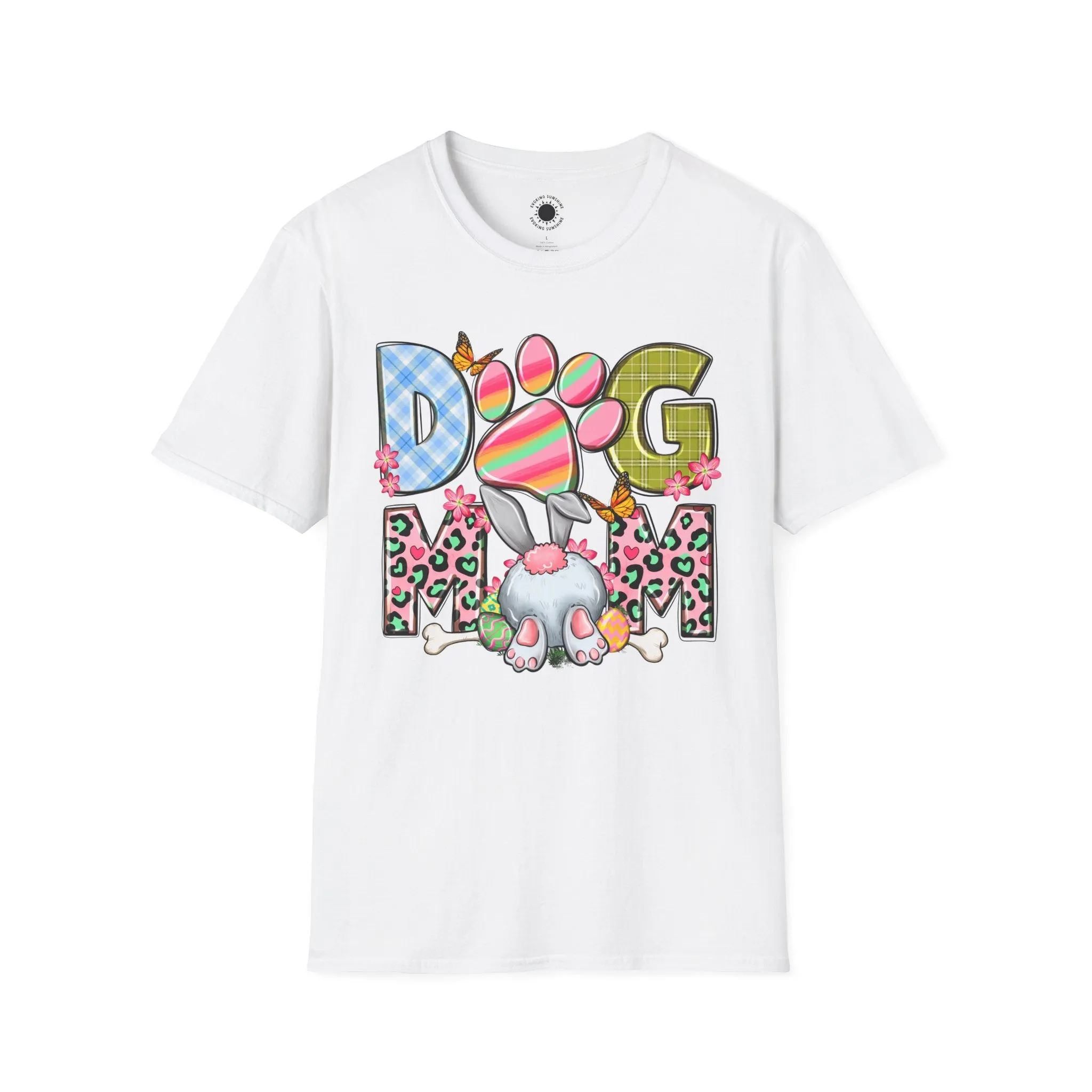 Dog Mom Floral Graphic T-Shirt - Softstyle Unisex Tee