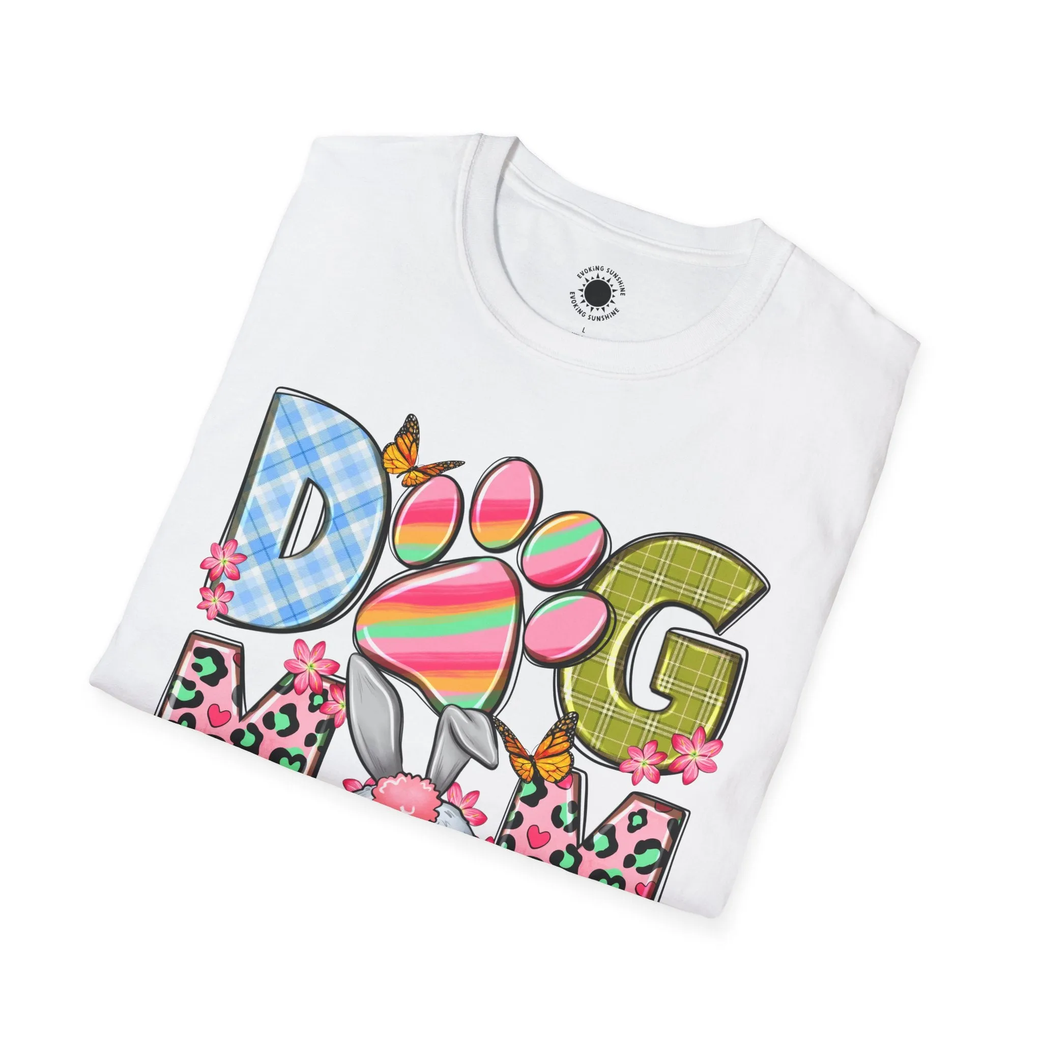 Dog Mom Floral Graphic T-Shirt - Softstyle Unisex Tee