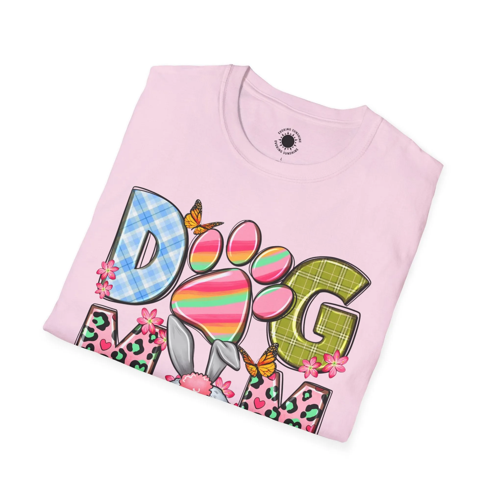 Dog Mom Floral Graphic T-Shirt - Softstyle Unisex Tee