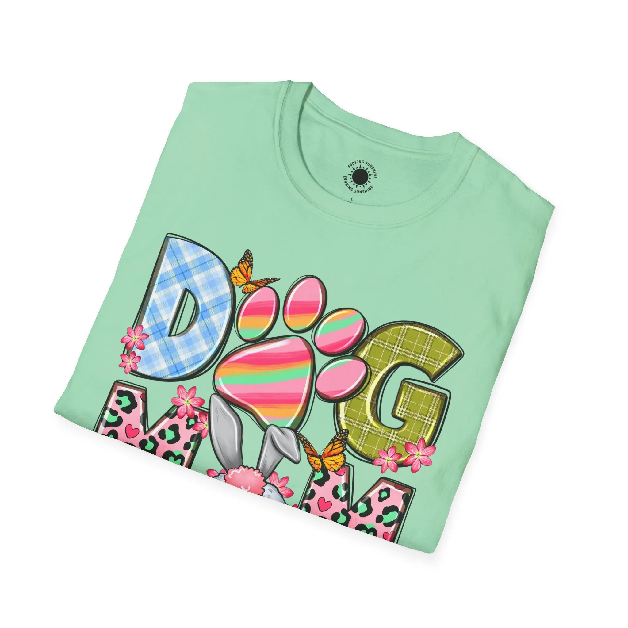 Dog Mom Floral Graphic T-Shirt - Softstyle Unisex Tee