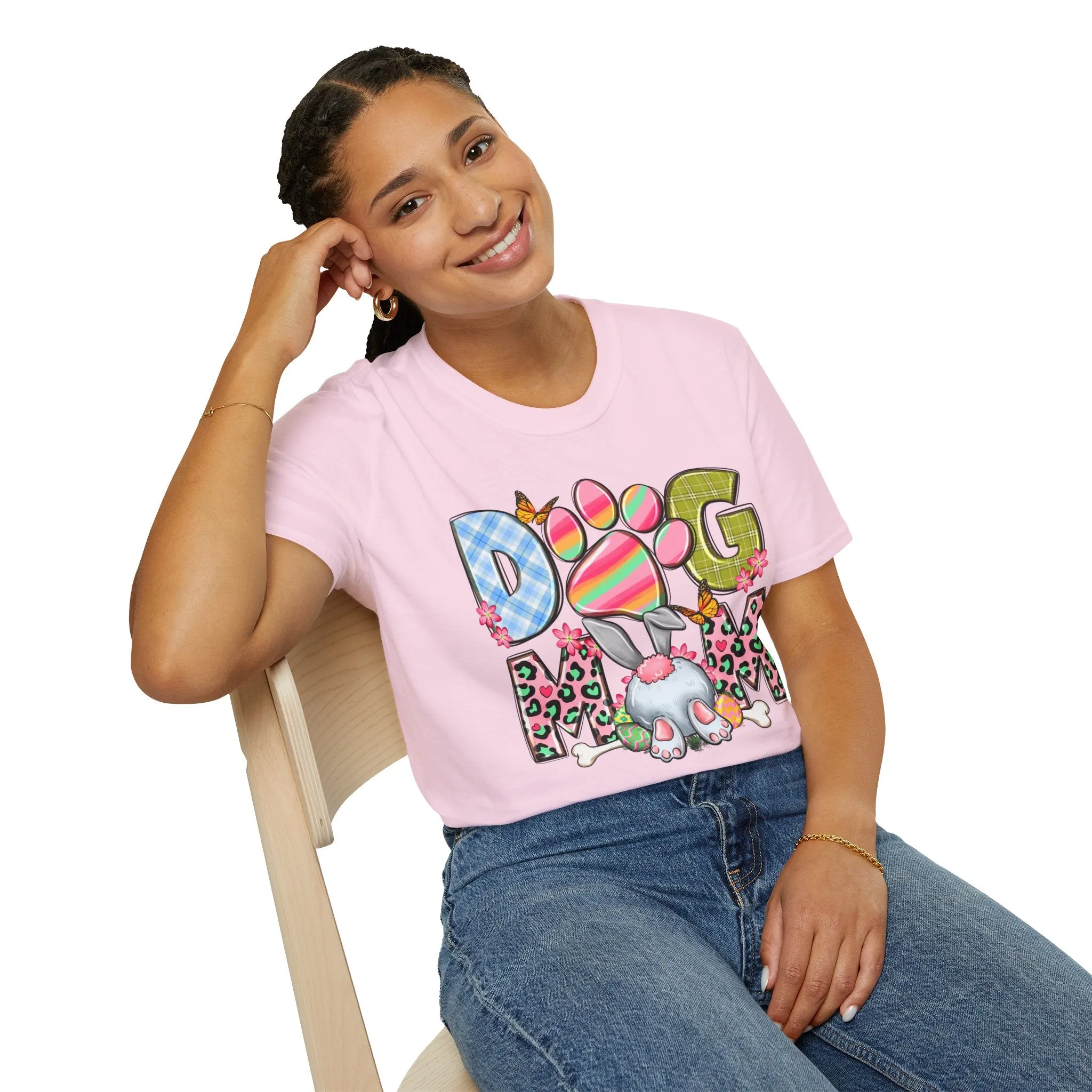Dog Mom Floral Graphic T-Shirt - Softstyle Unisex Tee
