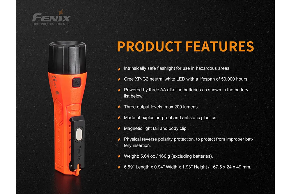 Fenix WF11E Intrinsically Safe Flashlight