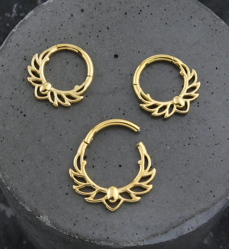 Gold PVD Wingspan Stainless Steel Hinged Segment Ring