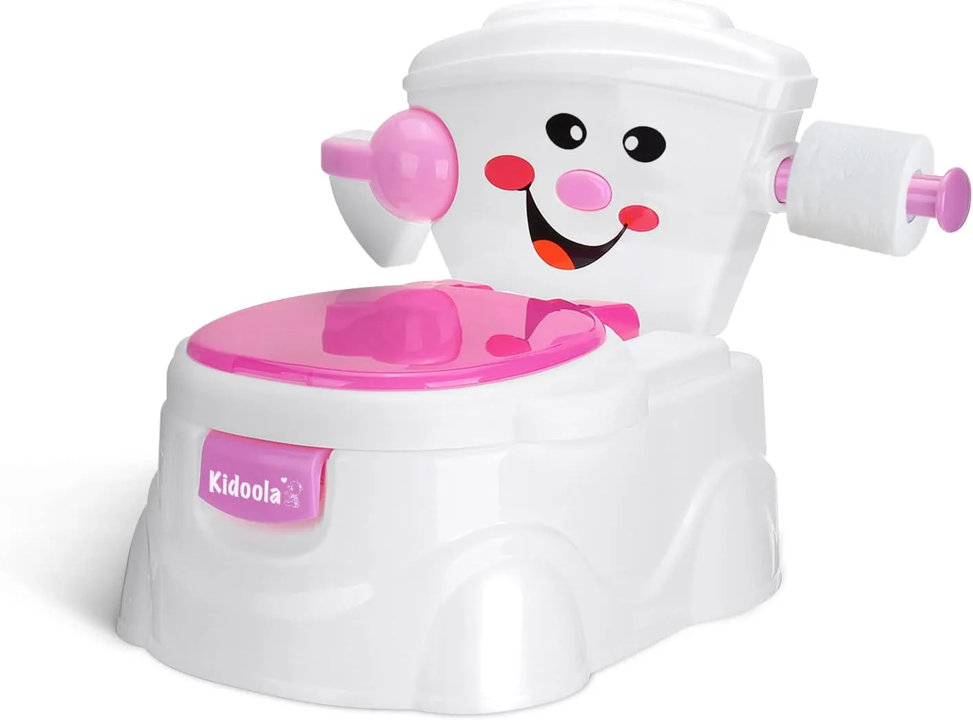 KIDOOLA Pink Potty Training Toilet Seat - Splash Guard & Portable Design for Easy Travel | Fun & Functional Potty Seat for Kids 6 Months to 5 Years