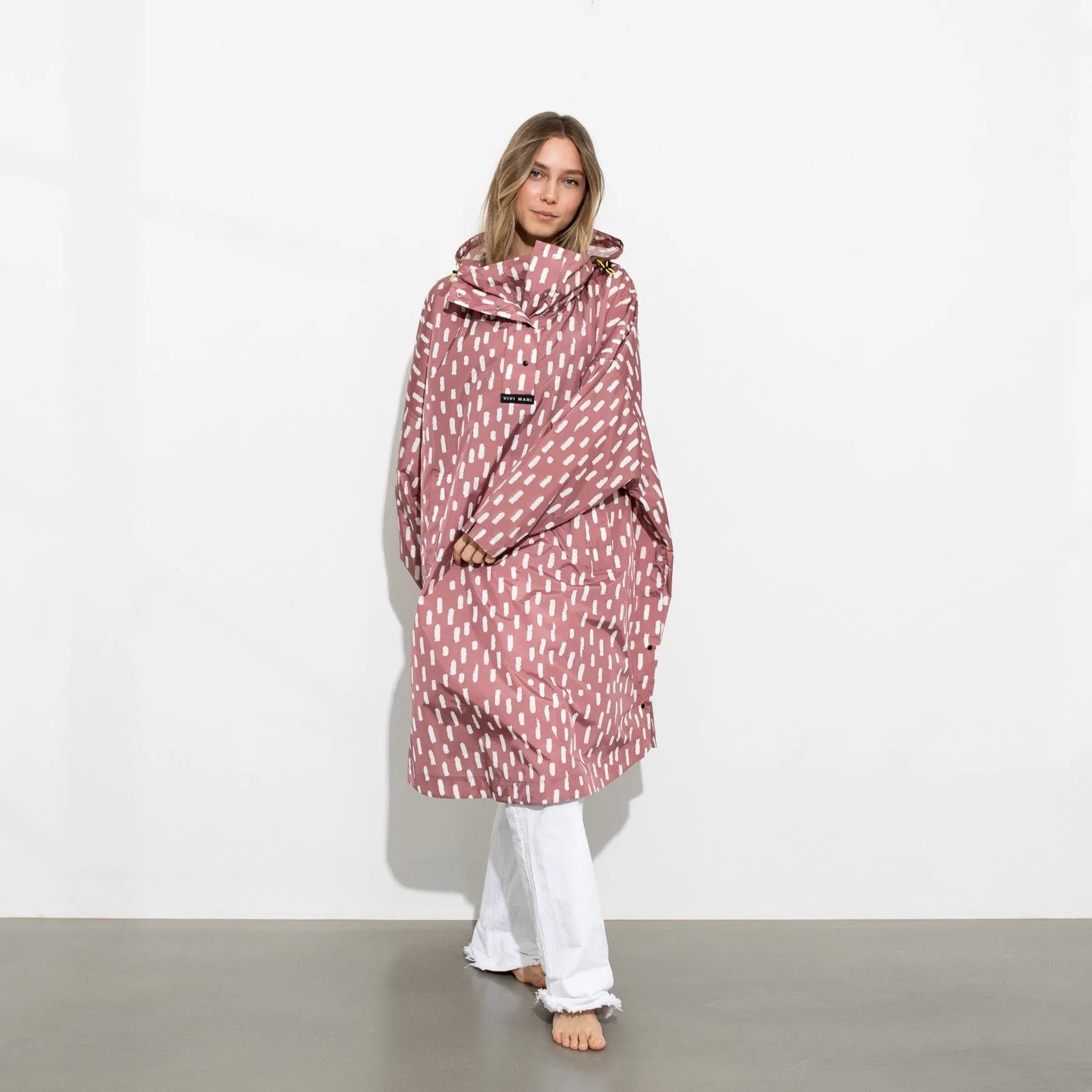 Raincoat drops mauve/white