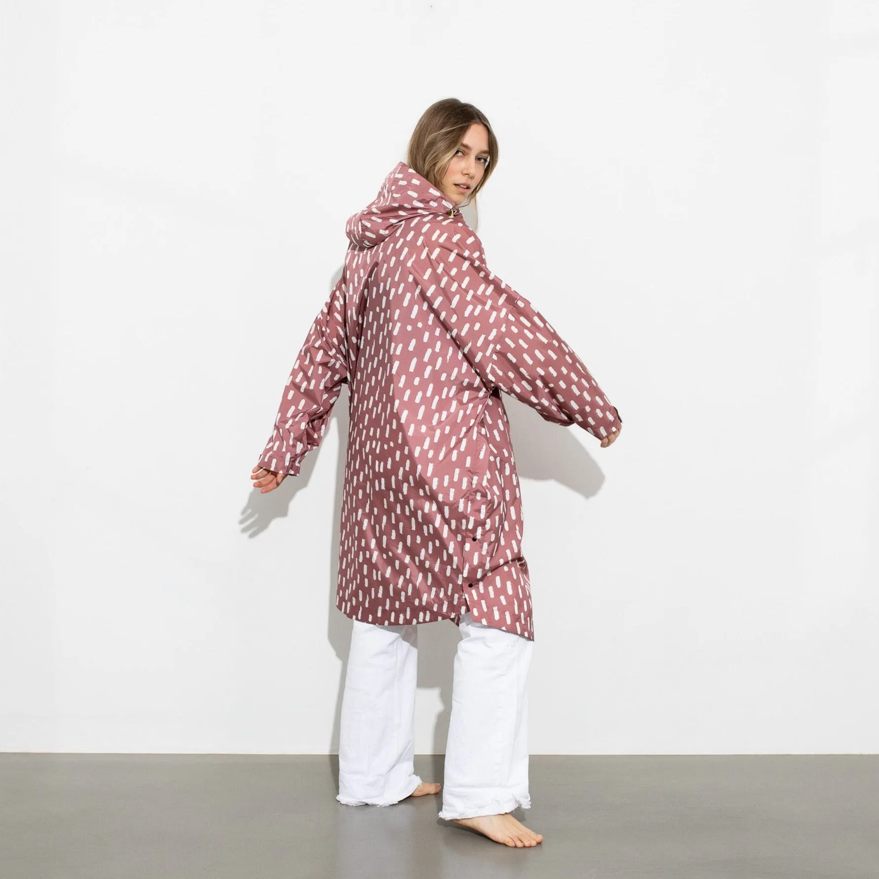 Raincoat drops mauve/white