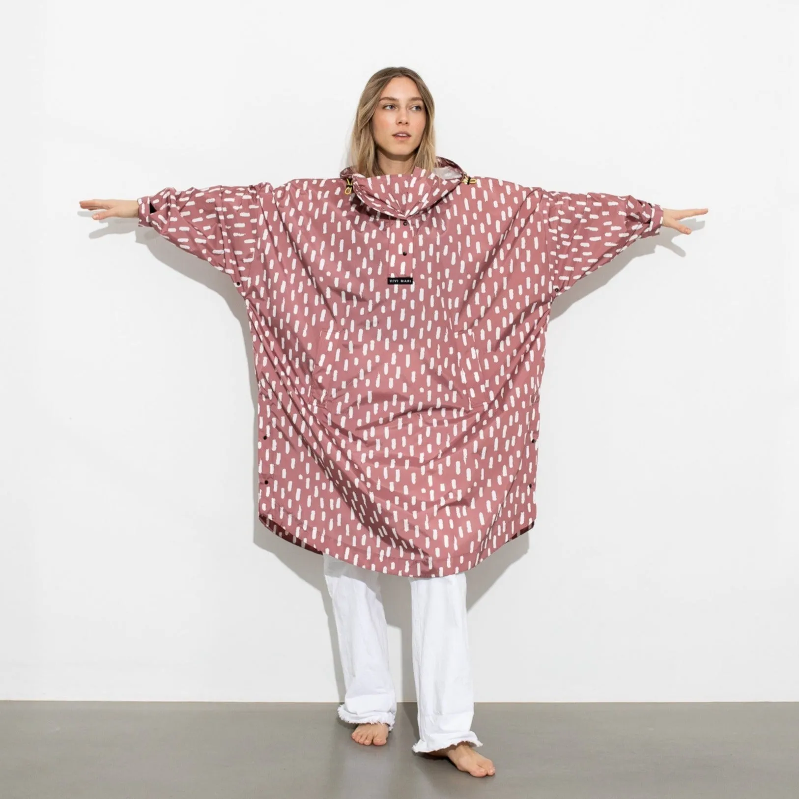 Raincoat drops mauve/white