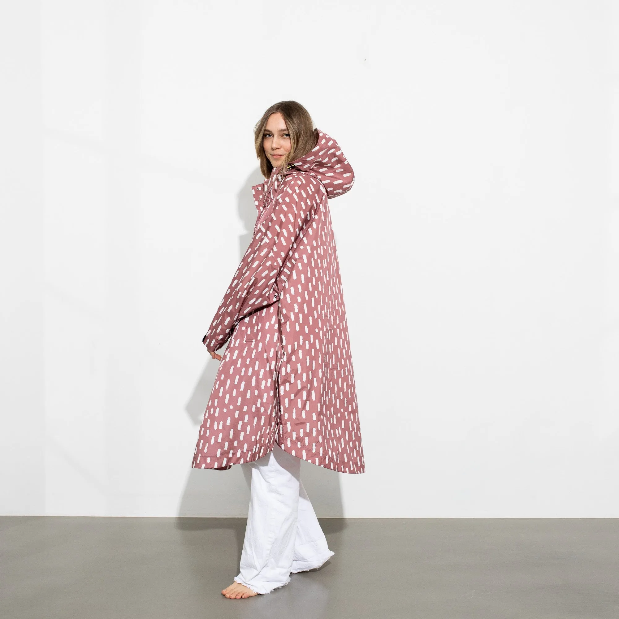 Raincoat drops mauve/white