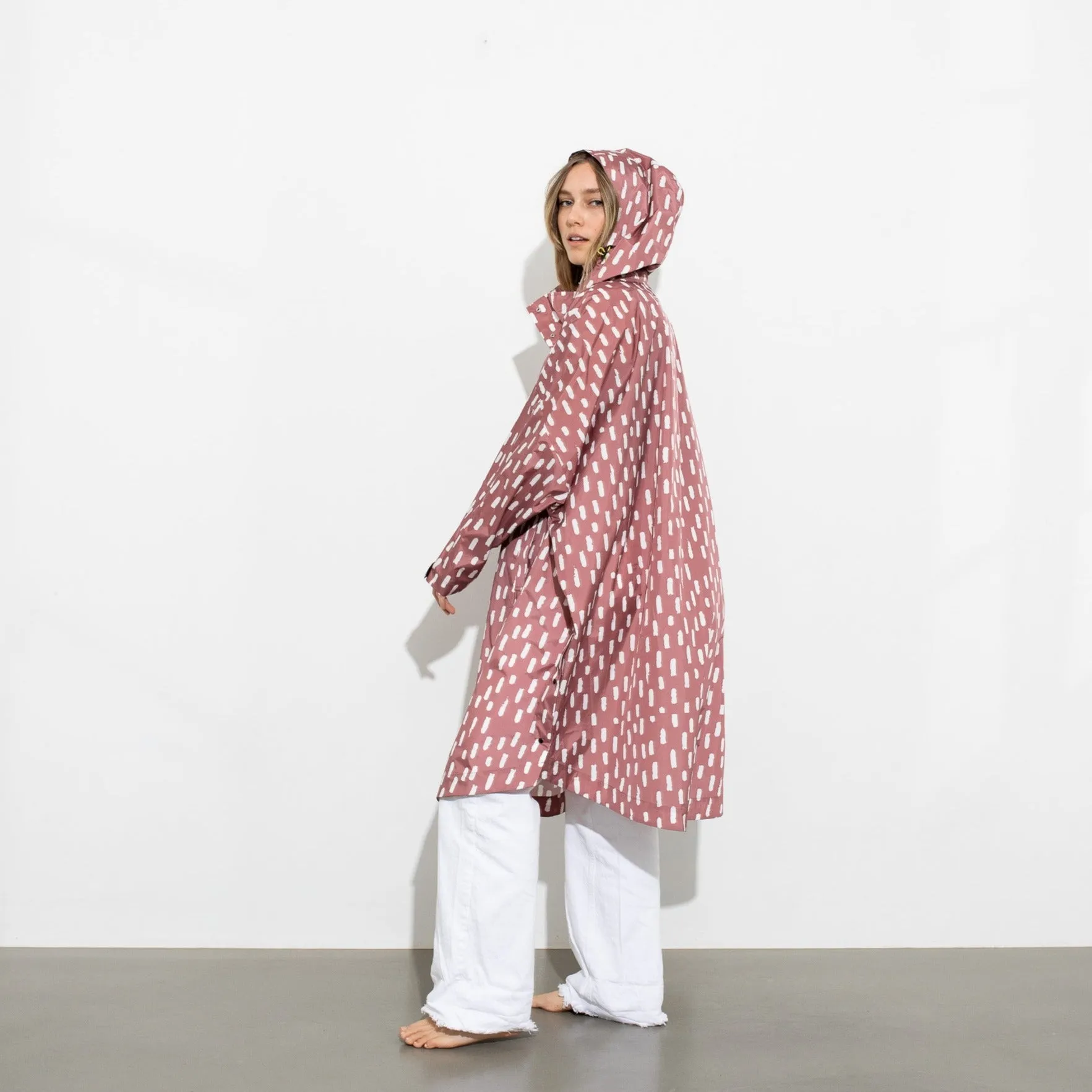 Raincoat drops mauve/white