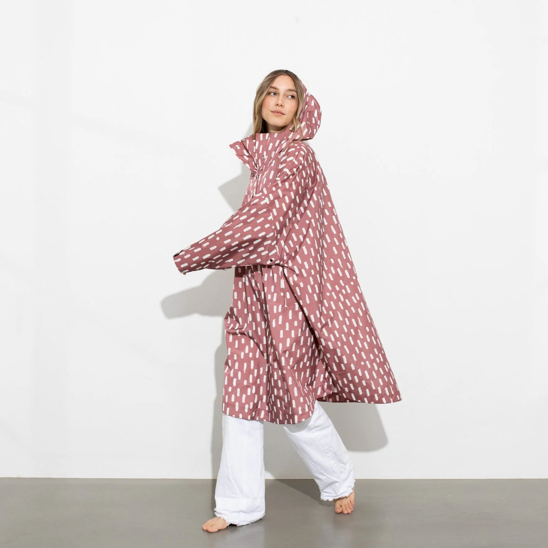 Raincoat drops mauve/white