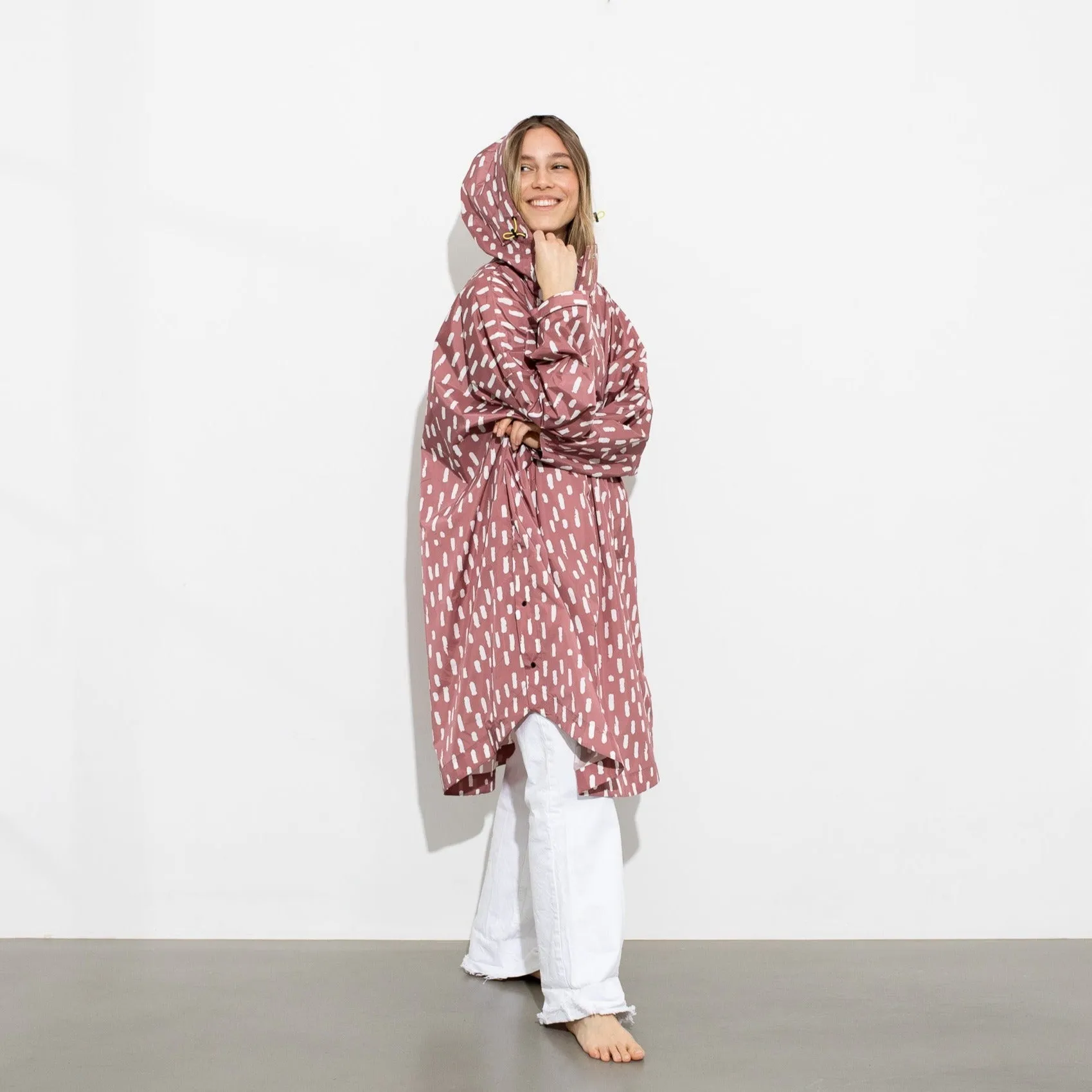 Raincoat drops mauve/white