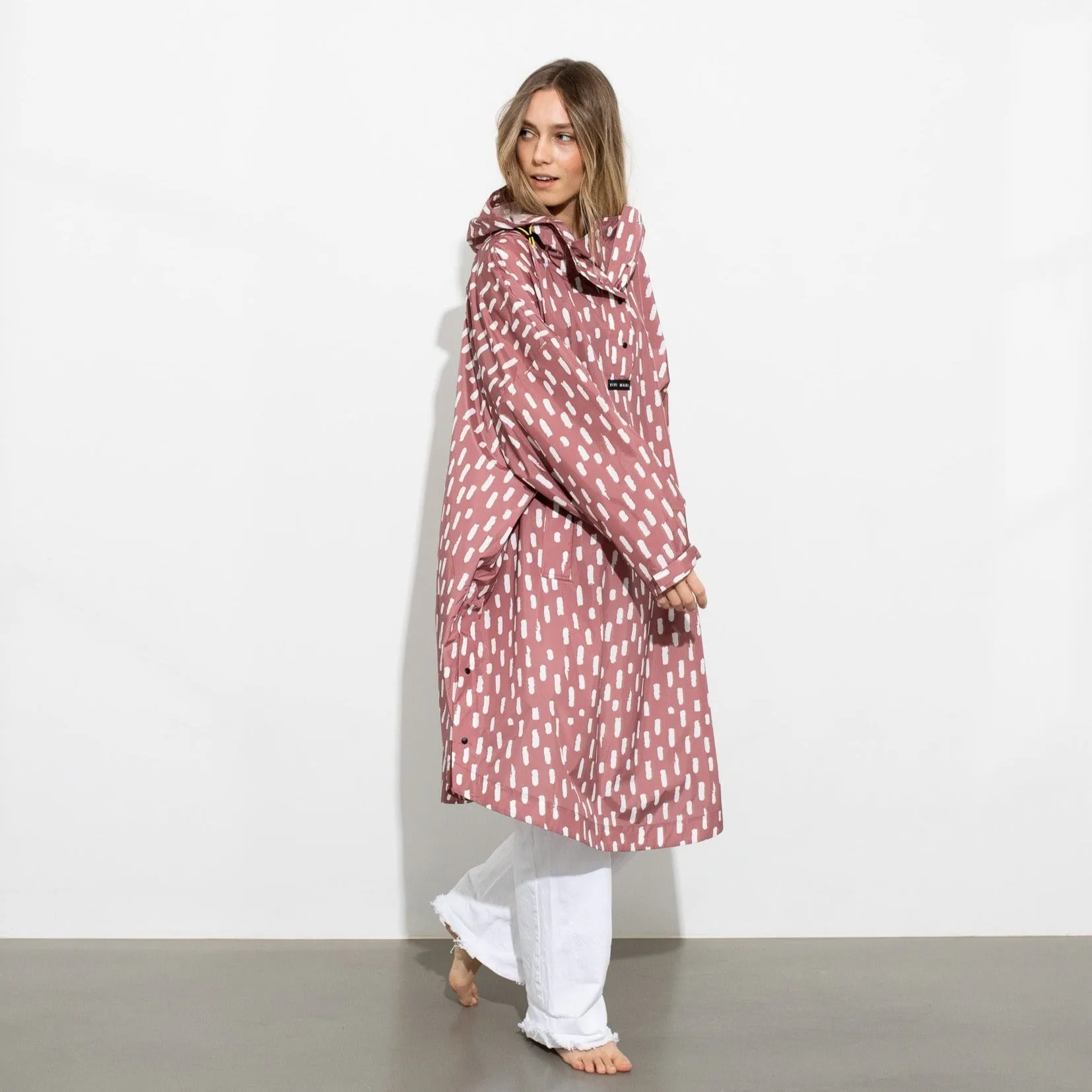 Raincoat drops mauve/white
