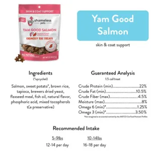 Shameless Pets Crunchy Yam Good Salmon Cat Treats, 2.5oz