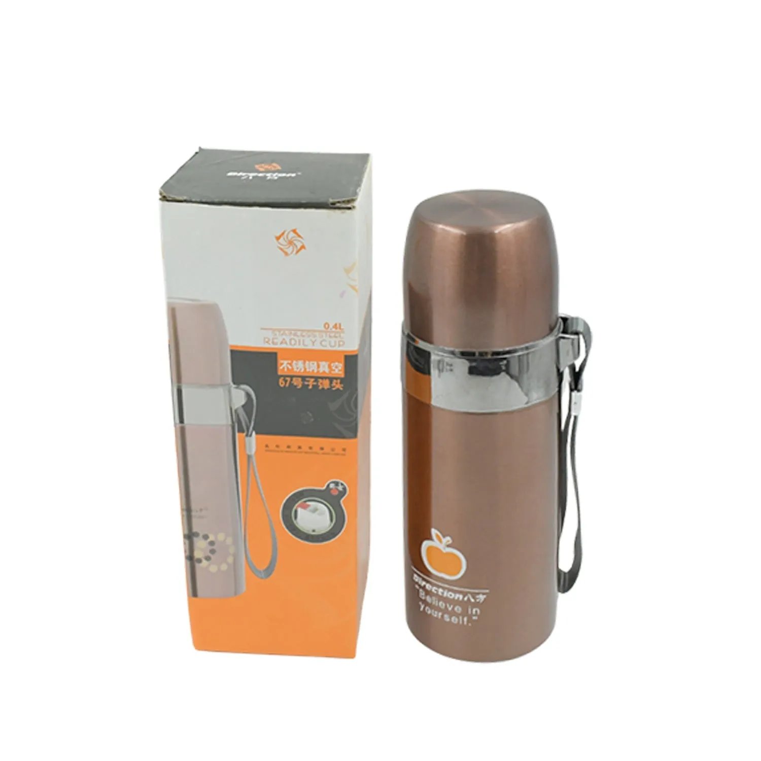 Stainless Steel Vacuum Thermos Flask, Drinking Bottles, Portable Travel Cup, with Cup Lid  Thermos for Hot & Cold Drinks or Food-Thermos for Travel, FOR OFFICE/GYM/SCHOOL (400ML)