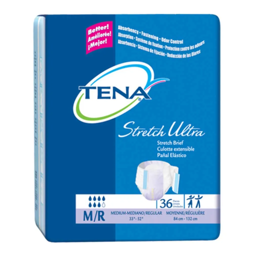 TENA 67803 Ultra Stretch Brief 41" to 64", Sterile, Latex-free. Pack of 36