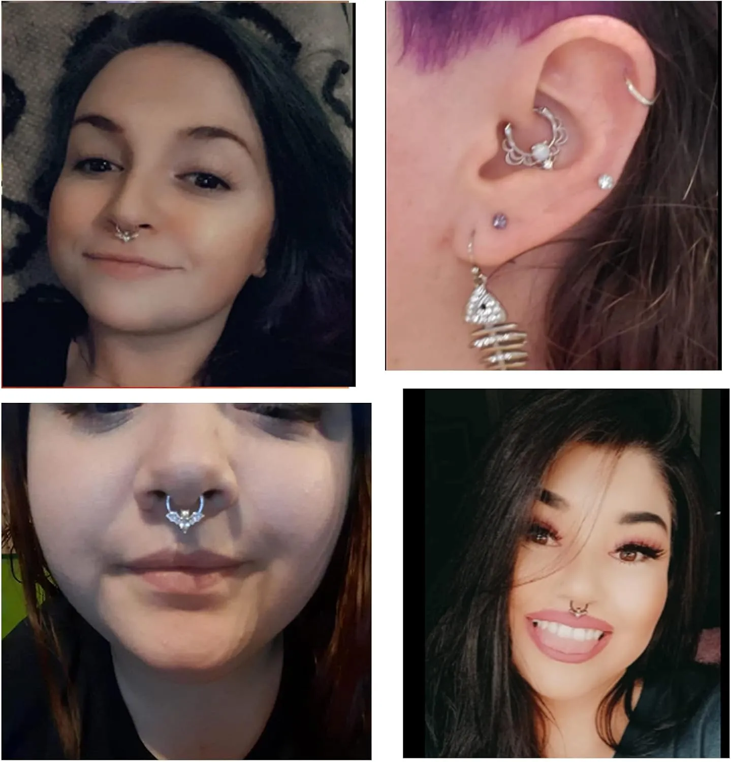 YACHY 1Pcs 16G Septum Ring for Women Men 316L Surgical Stainless Steel Lip Nipple Rings Cute Bat Nose Ring Hinged Segment Hoop Rings CZ Daith Earrings Rook Helix Tragus Cartilage Piercing Jewelry